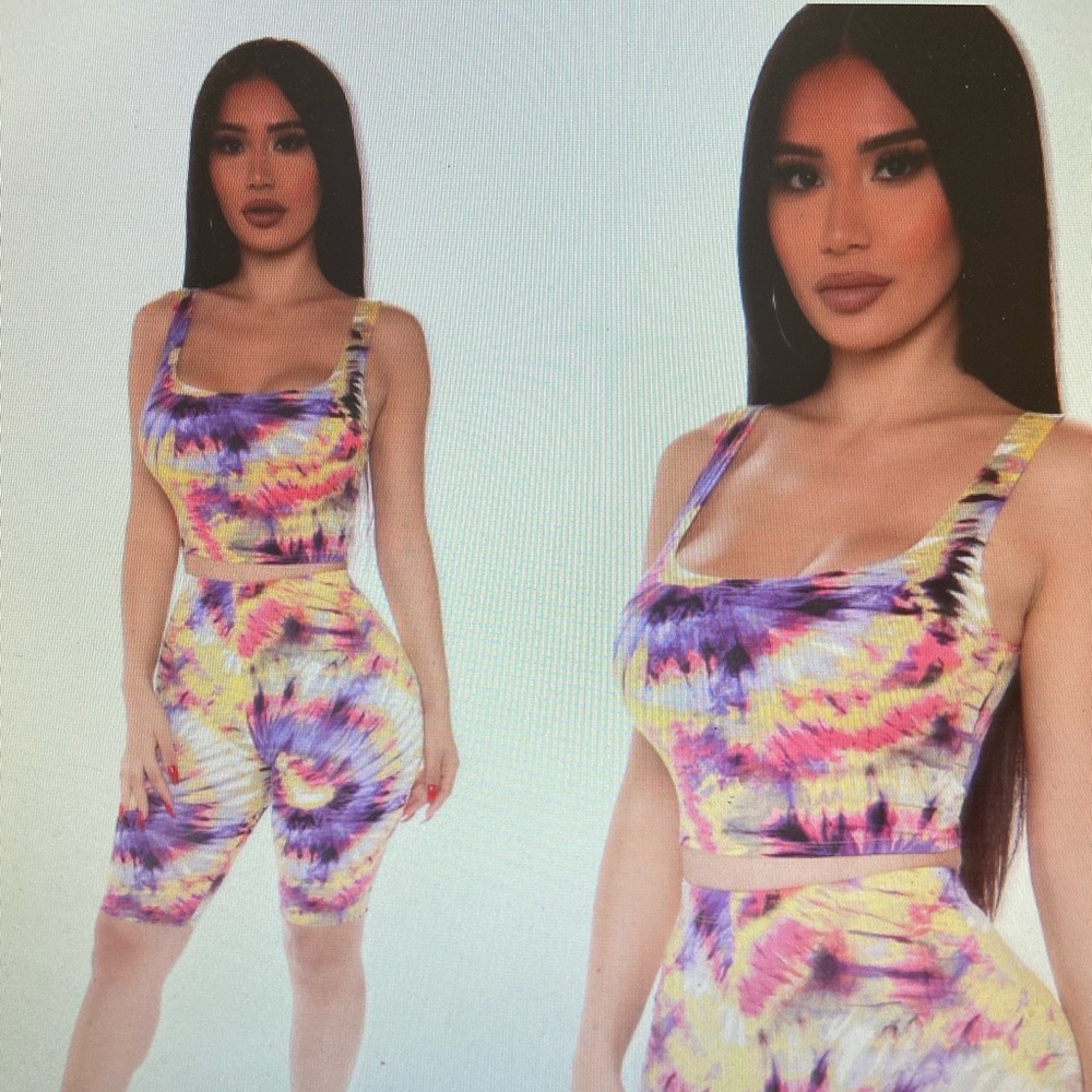 Tie Dye Biker Short Set